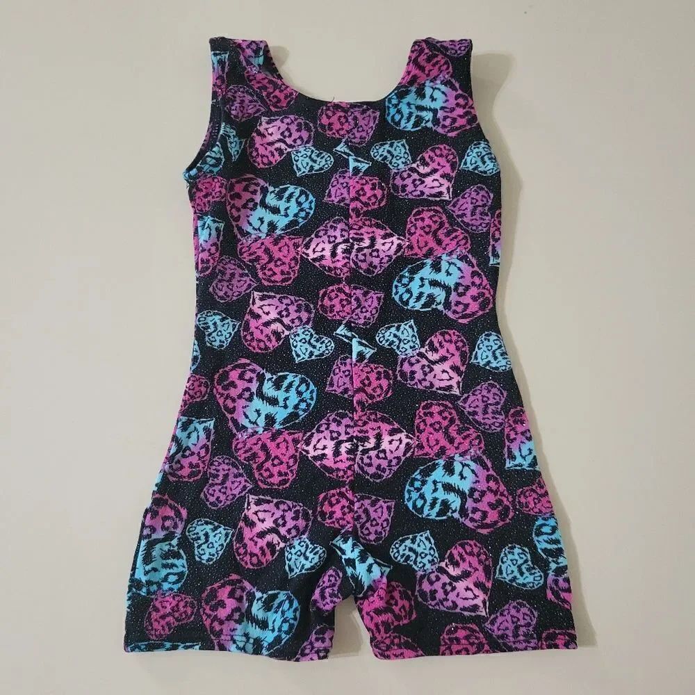 Jacques Moret Girl's Cheetah Hearts Tank One Piece Leotard